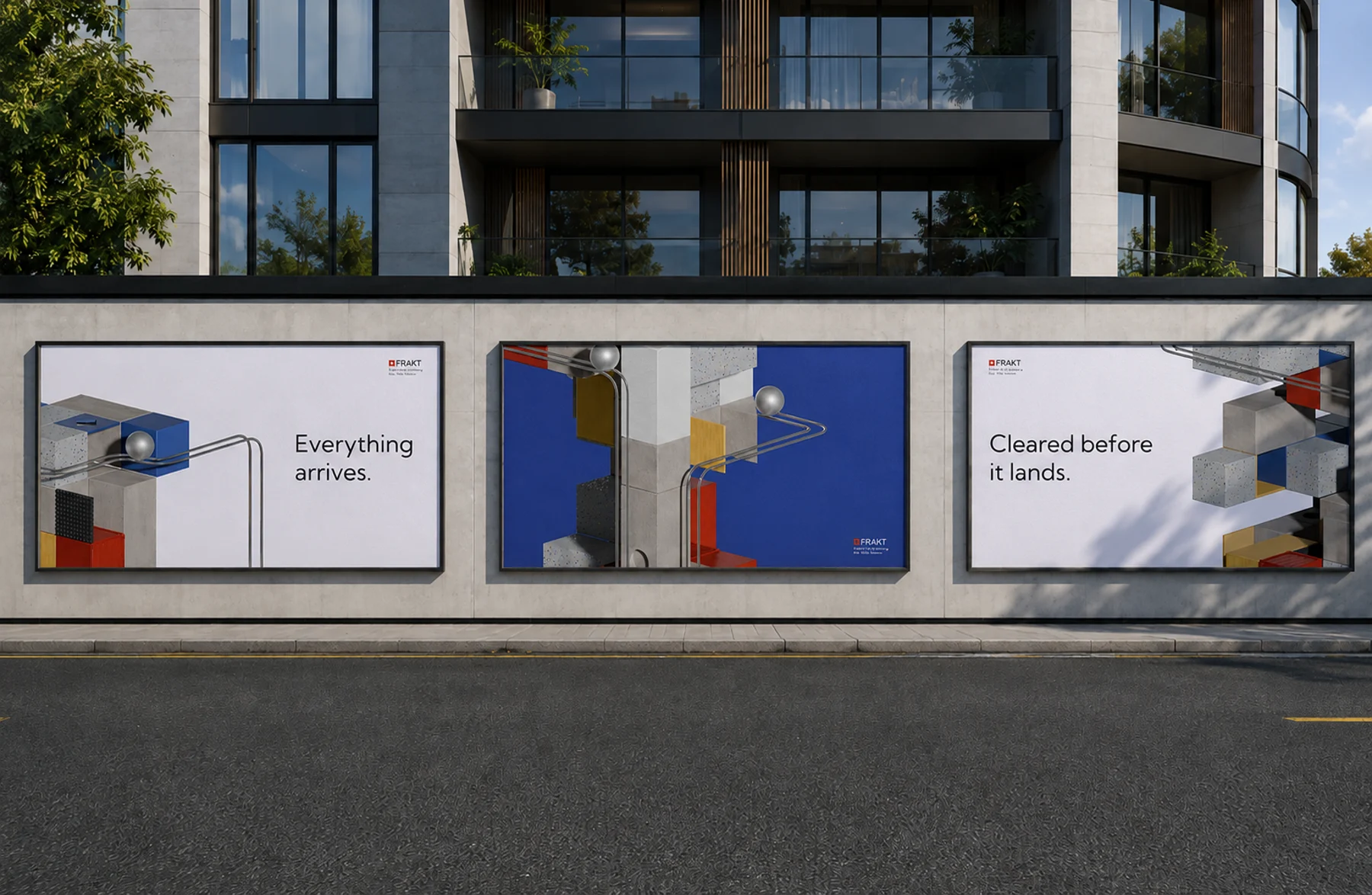 FRAKT, three posters in a hoarding